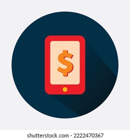 Icono blanco de banca móvil en diseño de estilo plano de moda. Ilustración gráfica vectorial. Adecuado para diseño de sitios web, logotipo, aplicación y ui