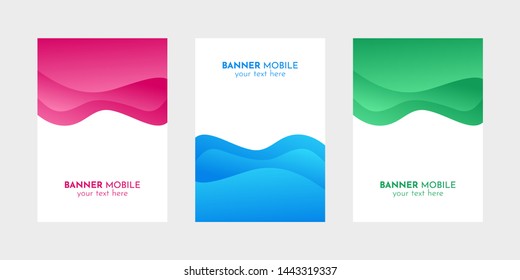 Mobile Banner Design Set of Web, Mail, Brochures. Mobile ads design template with Blue, Magenta and Green Liquid style.