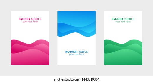 Mobile Banner Design Set of Web, Mail, Mobile ads design template with Blue, Magenta and Green Liquid style.