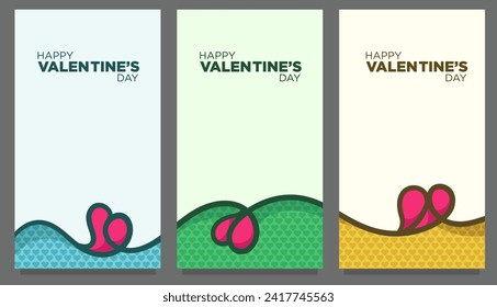 mobile banner and print love heart set template with text placement for valentine's day celebration. vector illustration 
