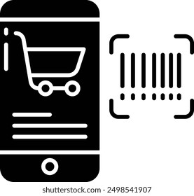 Mobile bar code scan solid glyph vector illustration