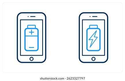Mobile Battery and Mobile Charge icon concept