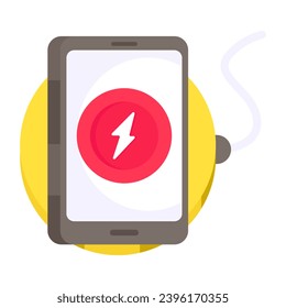 Icono de carga de batería móvil en diseño plano

