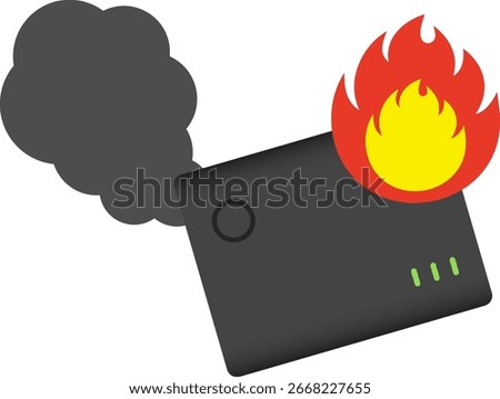 Mobile Battery Fire Accident Vector Illustration