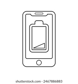 Gráficos de Vector de línea de iconos bajos de batería móvil