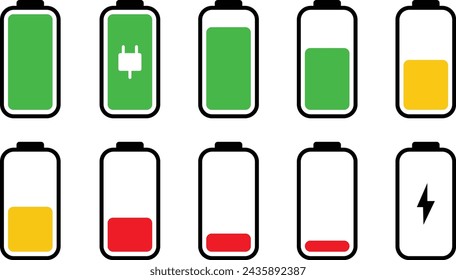 Mobile battery symbol. Power sign icon set. Vector illustration.