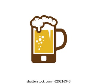 Mobile Beer Icon Logo Design Element