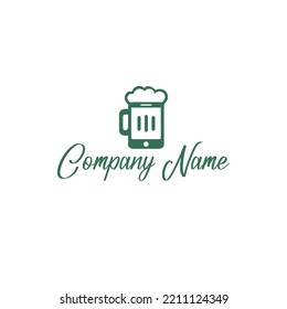 Mobile beer illustration logo art.