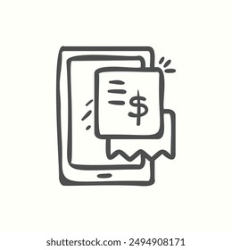 mobile bill icon, isolated hand drawn icon theme ecommerce