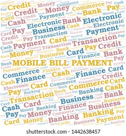 Mobile Bill Payment word cloud. Vector made with text only.