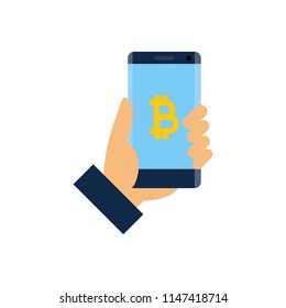 Mobile Bitcoin Cryptocurrency Logo Icon Design