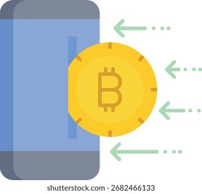 mobile bitcoin flat icon design