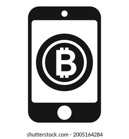 Mobile bitcoin icon simple vector. Digital cryptocurrency. Phone money