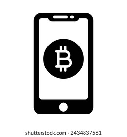 Mobile Bitcoin Icon, Vector Graphics Illustrations 