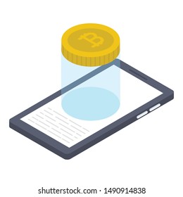 Mobile bitcoin isolated on white background