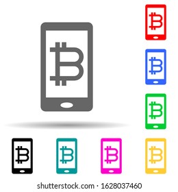 mobile bitcoin multi color style icon. Simple glyph, flat vector of crypto icons for ui and ux, website or mobile application