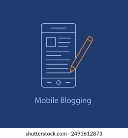 Mobile Blogging Icon - Blogging, Mobile Content, Online Writing with editable stroke.