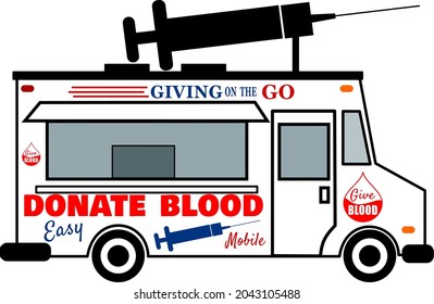 Mobile Blood Donation Truck With Needle On Top