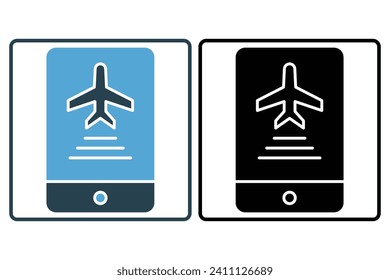 mobile boarding pass icon. icon related to electronic tickets. solid icon style. element illustration