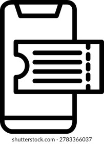 Mobile Boarding Pass Line Icon and Vector