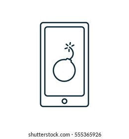 Mobile bomb isolated line icon on white background