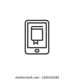 Mobile book line icon. linear style sign for mobile concept and web design. Online book outline vector icon. E-learning symbol, logo illustration. Vector graphics