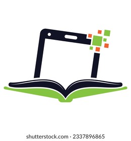 Mobile book logo template illustration. Book mobile logo design icon.