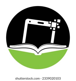 Mobile book logo template illustration. Book mobile logo design icon.