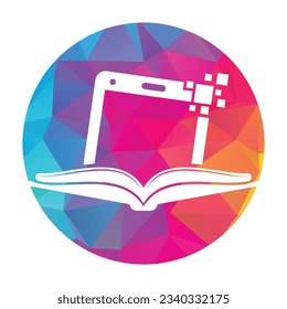 Mobile book logo template illustration. Book mobile logo design icon.