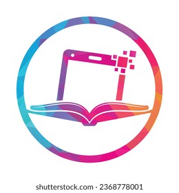 Mobile book logo template illustration. Book mobile logo design icon.
