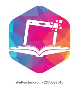 Mobile book logo template illustration. Book mobile logo design icon.