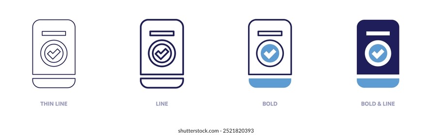 Mobile booking icon in 4 different styles. Thin Line, Line, Bold, and Bold Line. Duotone style. Editable stroke.