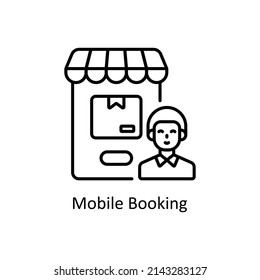 Mobile Booking vector outline icon for web isolated on white background EPS 10 file