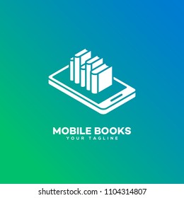 Mobile books logo design template. Vector illustration.