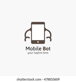 Mobile Bot Logo Design Template. Great for company emblem and Logo. Vector illustration