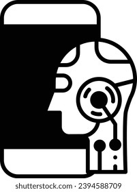 Mobile Bot solid glyph vector illustration
