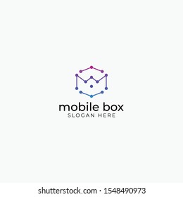 Mobile Box ; Letter M Inside Box Logo Vector Concept With Simple, Unique, And Elegant Styles