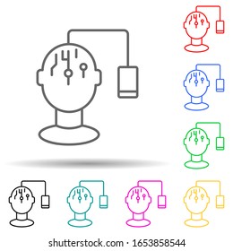 mobile brain monitoring multi color style icon. Simple thin line, outline vector of new technologies icons for ui and ux, website or mobile application