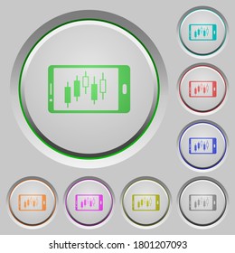 Mobile broker landscape mode color icons on sunk push buttons