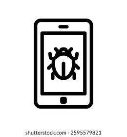 Mobile bug icon, Line Vector graphics