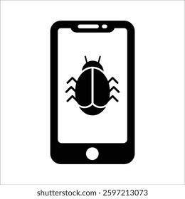 Mobile Bug Icon On White Background - Simple Vector Illustration