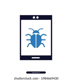 Mobile Bug icons. Cyber Security Icons. Internet Security Sign and Symbols. Vector illustration, Illustration eps 10