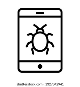mobile bug line icon