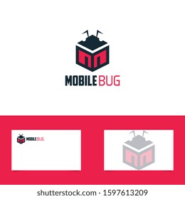 Mobile Bug Logo With Business Card Template