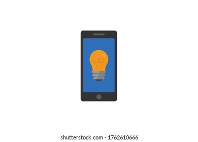mobile and bulb icon on screen vector illustration