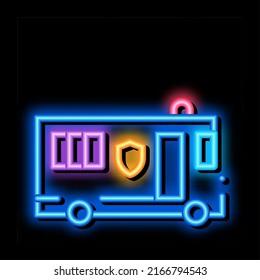 mobile bus neon light sign vector. Glowing bright icon mobile bus sign. transparent symbol illustration