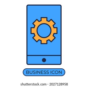 Mobile business app icon flat. Vector illustration concept.