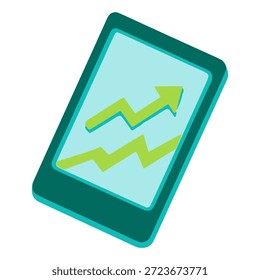 Diseño de Plantilla de Ilustración vectorial de color plano de presentación de gráfico de negocios móvil