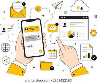Mobile business communication and data management concept