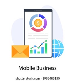 Mobiles Business-Flachkonzept, Symbol, bearbeitbares Design